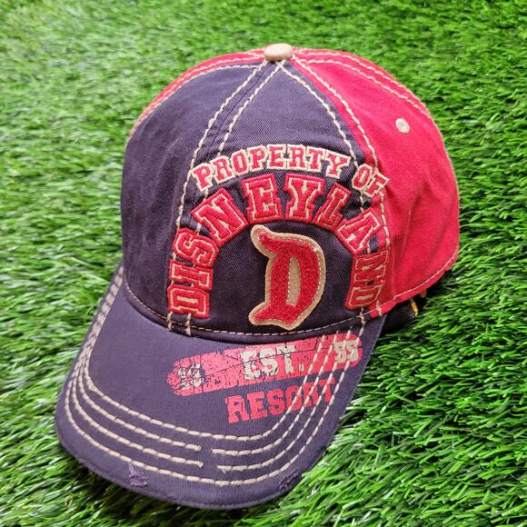 Y2K Disney Parks Disneyland Distressed Collegiate Strapback Womens Hat Cap - Picture 1 of 10
